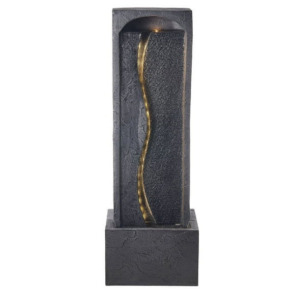 KFFKFF Outdoor Water Fountain, 38.58-Inch Tall with LED Light and Pump, 1-Tier Floor Standing Rock Base Design for Garden, Home, Patio, and Backyard Use