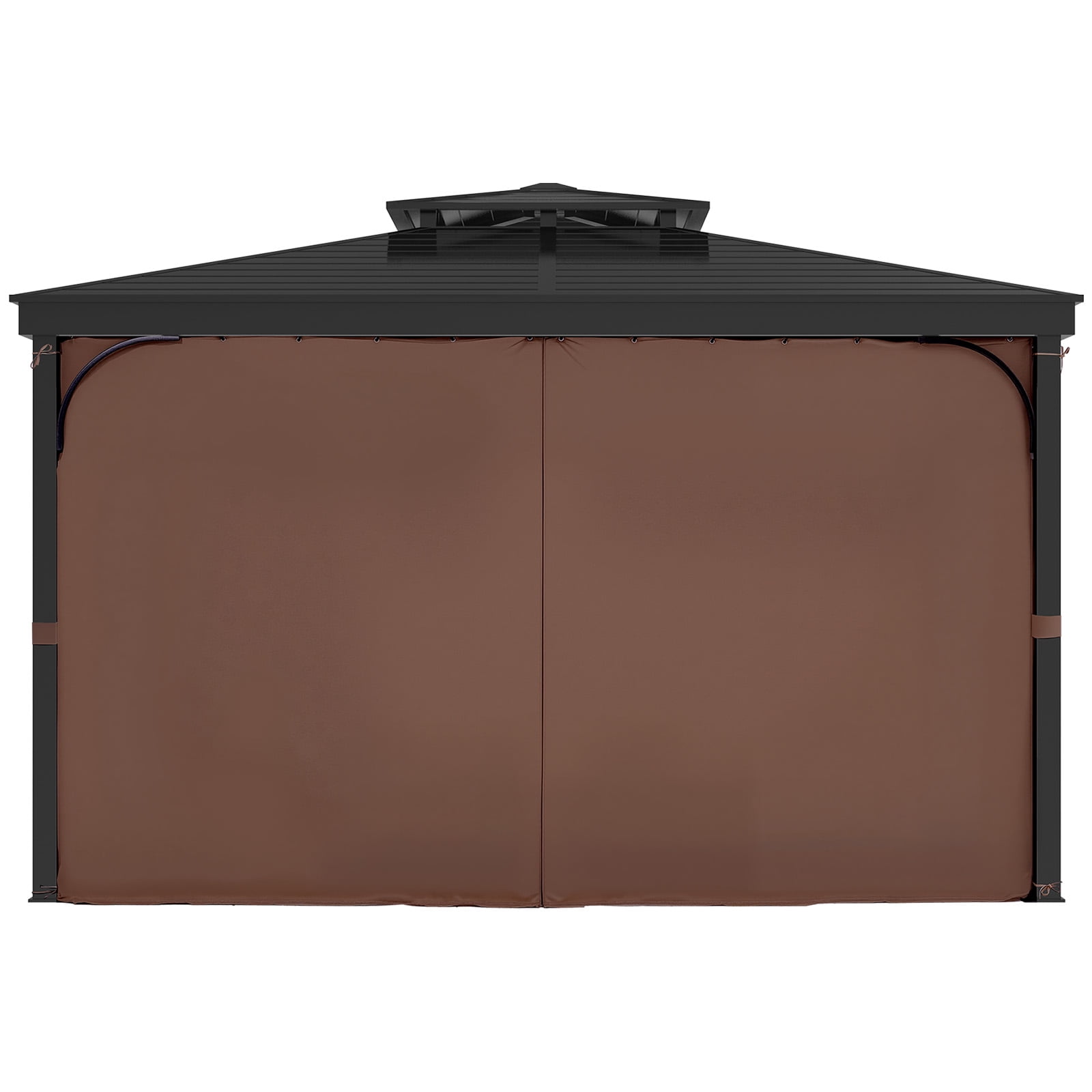 KFFKFF Outdoor Waterproof Gazebo Curtains, 10' x 10', 4-Panel Privacy Sidewalls with Zippers, 6.9' Tall Universal Sunshade Replacement for Patio Canopy, Only Curtains, Coffee