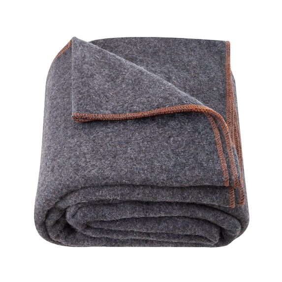 KFFKFF Wool Blanket, 3.7LBS Comfortable Stadium Cover, Warm and Washable, Large Blanket 64" x 88", Blanket for Camping, Outdoors, Indoor, Grey