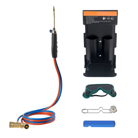KFFKFF Oxygen Propane Torch Kit, Brass Welding Torch for Oxygen and MAPP Gas with Dual Pressure Gauges, Portable Oxy-Propane Brazing Tool Kit with Cylinder Rack for Welding, Soldering