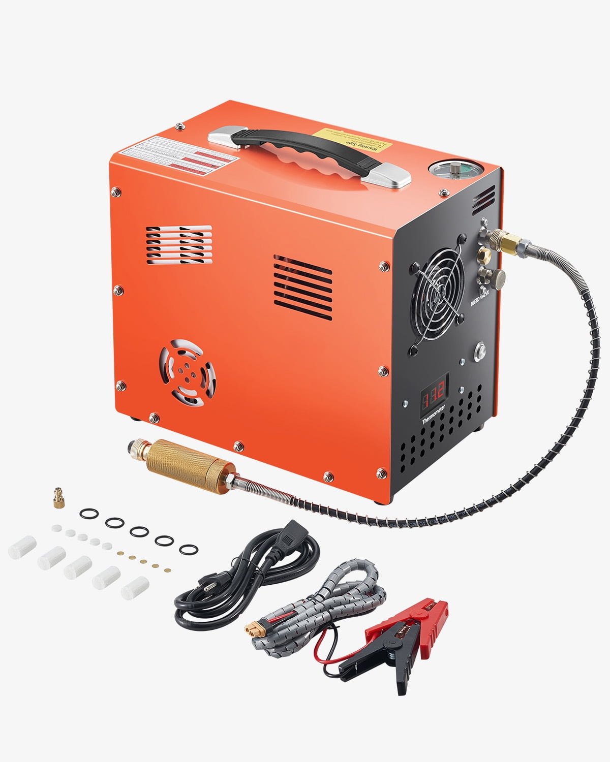 KFFKFF PCP Air Compressor, 4500PSI/30Mpa PCP Airgun Compressor with Integrated Converter & Fan Cooling Mechanism, Automatic Shut-off DC12V/AC120V Compact Paintball Tank Compressor