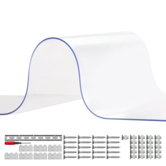KFFKFF PVC Door Curtain, 84"H x 42"W, 0.08" Thick, 7 Clear Strips, Ideal for Freezers & Warehouses, Ensures 50% Overlap for Efficiency