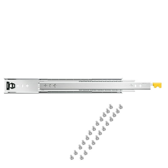 KFFKFF Pair of Drawer Tracks, Dimensions Vary between 16 and 60 inches, Capable of Supporting 250 lbs, Equipped with Locking Feature, Ball Bearing Side Mount Glide Rail