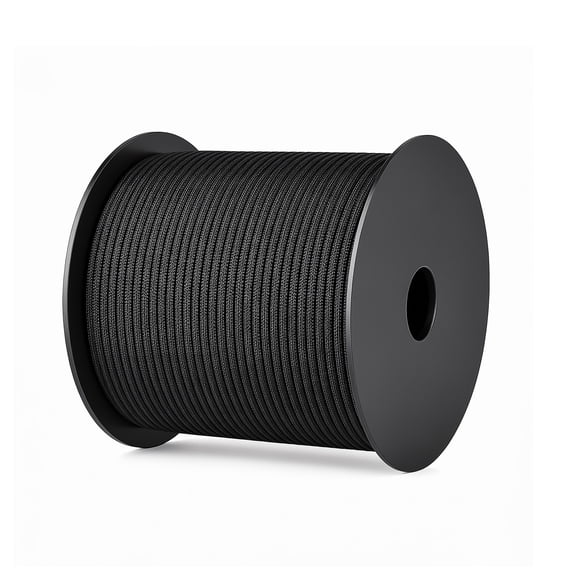KFFKFF Paracord Rope 5/32 in x 200 ft Nylon Cord 550 Tactical, Survival Rope, Durable 7 Strand, 600 lbs Breaking Strength, Multi-Purpose Utility Rope for Outdoor Camping & Crafting, Black