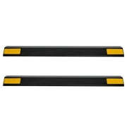 KFFKFF Parking Stopper, Set of 2, 18-Inch Durable Garage Parking Aid with Reflective Strips, PP Material Floor Stopper for Cars, Vans, Trucks, Tire Guide Blocks