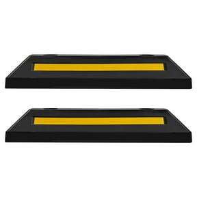 KFFKFF Parking Stopper, Set of 2, 21.6-Inch Heavy-Duty Garage Parking Aid, Rubber Curb Floor Stopper with Reflective Strips, Tire Guide Blocks for Cars, Vans, and Trucks