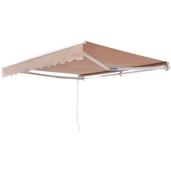 KFFKFF Patio Awning Retractable 10'x8' Awning Sunshade Shelter with Crank Handle