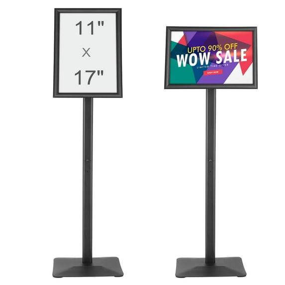 KFFKFF Pedestal Sign Holder Adjustable Poster Stand 11 x 17 Inch Heavy-Duty Floor Standing Sign Holder with Metal Base for Display, Advertisement