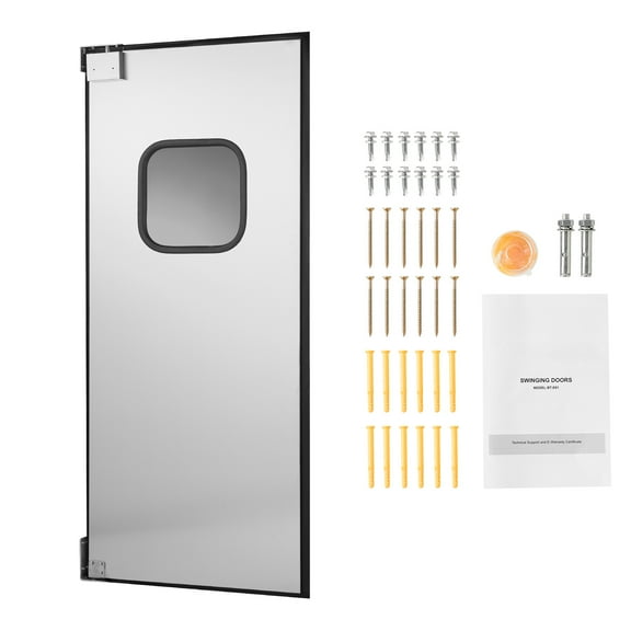 KFFKFF Pedestrian Swing Door, Single Panel Suitable for Door Gap 36"W x 84" H, Stainless Steel Industrial Swing Doors with Fittings & Extras, Perfect for Home Use, Sturdy & Simple to Set Up