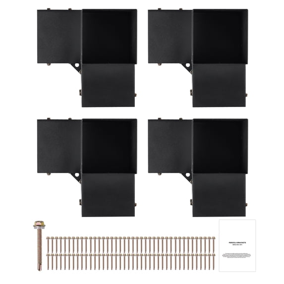 KFFKFF Pergola Corner Bracket Set, 6''x6'' (Inner Dimensions 5.6x5.6), Includes 4 Durable 3-Way Brackets for DIY Wood Projects, Simplified Setup for Gazebos, Patios, and Outdoor Cabins