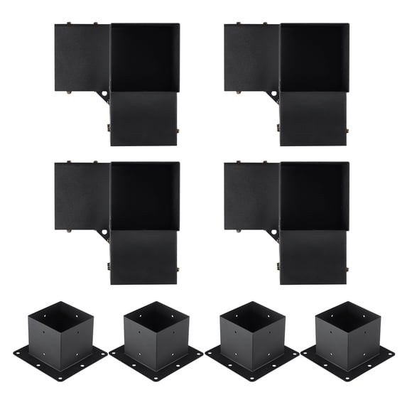 KFFKFF Pergola Support Kit 6''x6''(Inner Dimensions 5.6x5.6), Set of 8 Sturdy 3-Way Corner Brackets for Woodworking, DIY Post Foundation Kit, Simplified Assembly for Wooden Beams in Gazebos