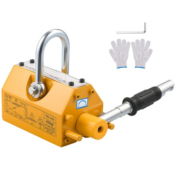 KFFKFF Permanent Magnetic Lifter with 880 lbs Load Capacity, Durable N42 Neodymium Magnet Featuring Release Handle and Steel Hook, Suitable for Crane and Hoist Applications in Lifting Steel Plates