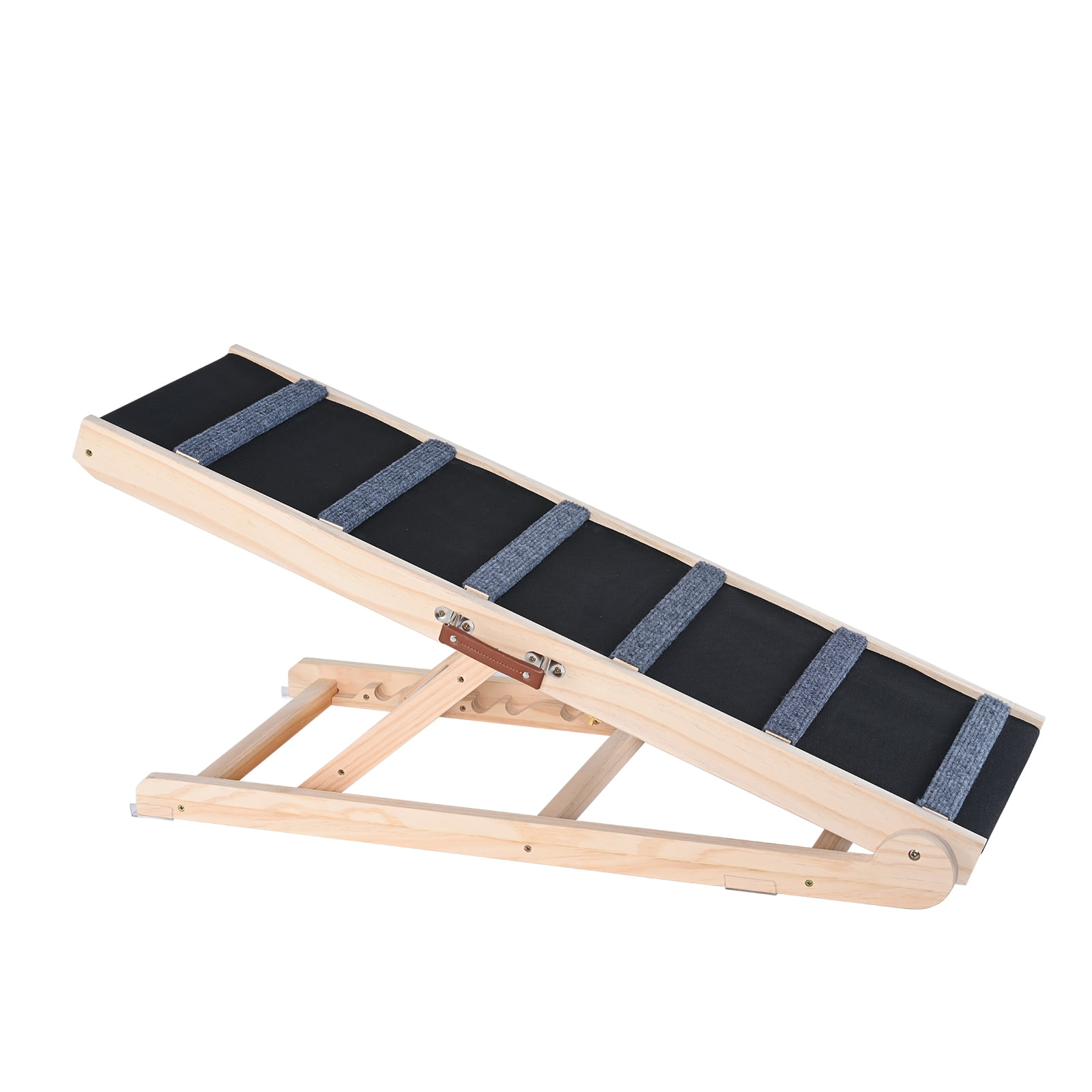 KFFKFF Pet Access Ramp, Collapsible Ramp Versatile Pet Ramp for Small to Large, Elderly Dogs & Cats, Wooden Animal Ramp with 41.3" Extended Length, Adjustable Height from 13.77" to 25.59" for Furnitu