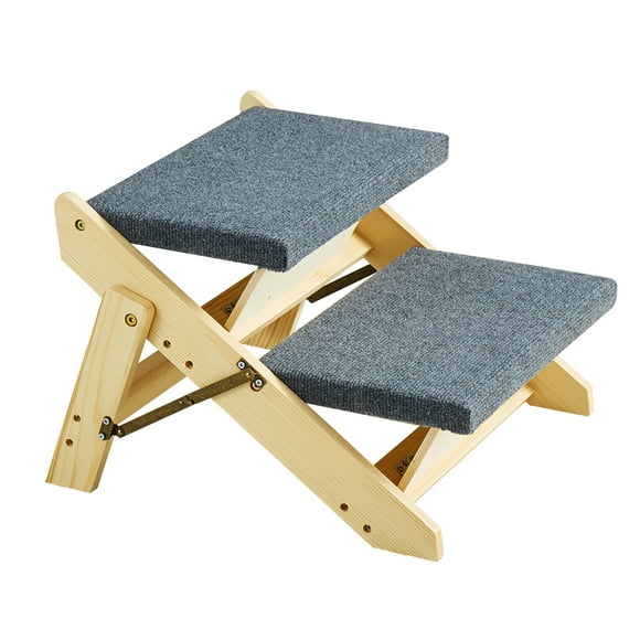 KFFKFF Pet Accessory, 2-Way Foldable Dog Ramp/Stairs for Beds, Couches, and Cars, Accommodates Small to Large Pets up to 110 lbs, Space-Saving Storage Solution