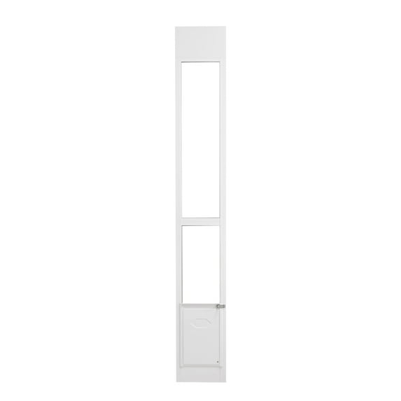 KFFKFF Pet Entry for Sliding Glass Door, Adjustable 75 7/8"-80 11/16" Height, Pet Passage for Sliding Doors, Aluminum Casing and Reinforced Glass, Hinged Flap and Locking Mechanism for Small Dogs