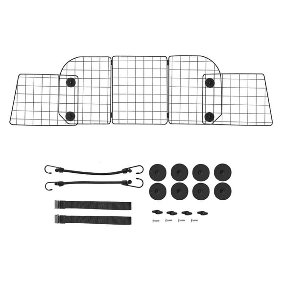 KFFKFF Pet Vehicle Barrier, 38.5"-62" Customizable Divider for Car Trunk Space, All-Purpose Rear Seat Sturdy Wire Mesh Canine Partition Guard, Automobile Animal Restriction for Sedans, Trucks