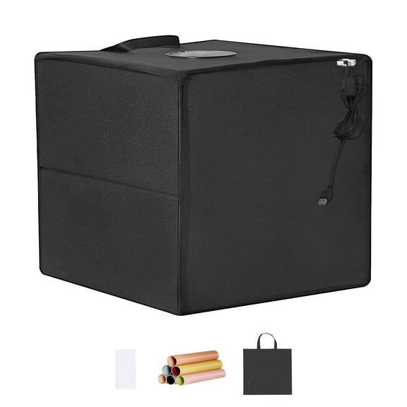 KFFKFF Photo Studio Light Box, 16" x 16", Adjustable Color Temp 3000-5600K, Pro Tent Kit with 120 LEDs & 6 Reversible Color Backgrounds, High CRI 95 for Compact Items