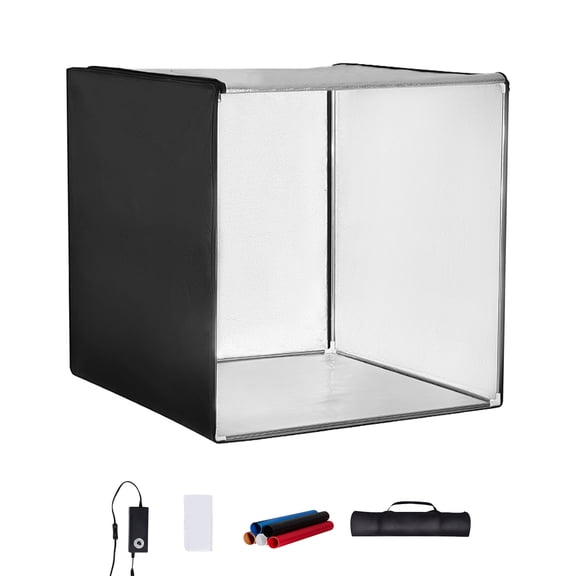 KFFKFF Photography Studio Box, 32" x 32", Equipped with 210 LED Lights, 5600K, Includes 5 Backgrounds, Power Supply, Softening Cloth, and Corner Clips, CRI ≥ 95 for Enhanced Product Photos