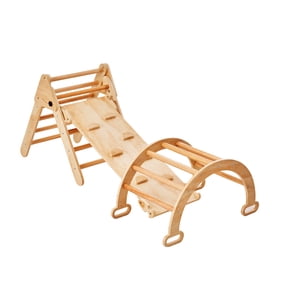KFFKFF Pikler Triangle Set, Quintuple Toddler Ascending Playthings for Indoor Play Area, Incline, and Curve, Montessori Ascending Kit with Triangle, Mid-sized Timber Ascending Fitness Center