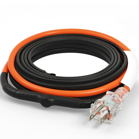 KFFKFF Pipe Heating Cable, 9FT 5W/FT for Preventing Pipe Freezing, Water Pipe Warming Wire with Integrated Thermostat Safeguards PVC Tubing, Metal and Plastic Pipe from Cold Conditions