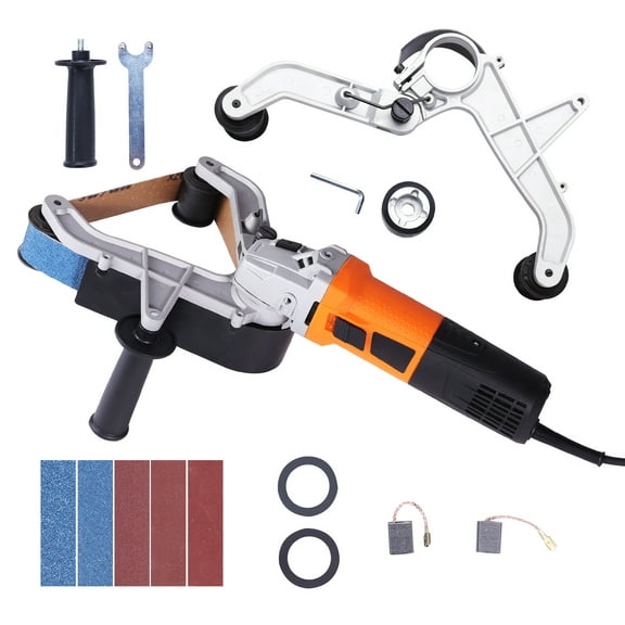 KFFKFF Pipe and Tube Sander, 1000W Belt Sander with Six Adjustable Speeds 1100-3200rpm, Expert Belt Sander Grinder with 50 Sanding Belts for Polishing, Finishing, and Rust Elimination