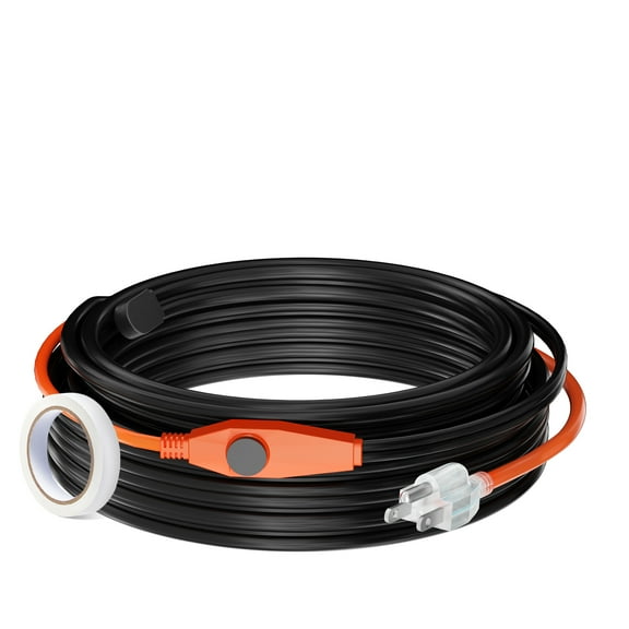 KFFKFF Pipe Warming Cord, 80FT 7W/FT Insulation Tape for Tubes with Integrated Temperature Control, Water Pipe Warming Wire Safeguards PVC Tubing, Metallic and Synthetic Tubes from Ice Formation