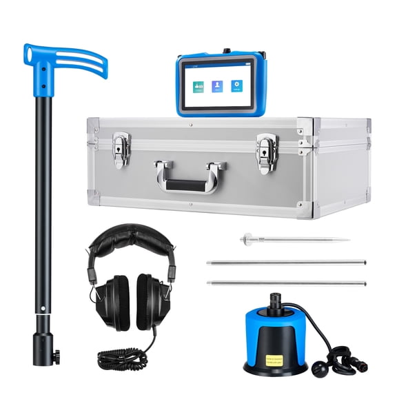 KFFKFF Pipe Water Leak Detector for Outdoor Use, 1Hz-10000Hz Frequency Range, 7" Touchscreen Locator for Plumbing up to 16.4FT (5m) Underground - Includes Medium Sensor, Listening Rods
