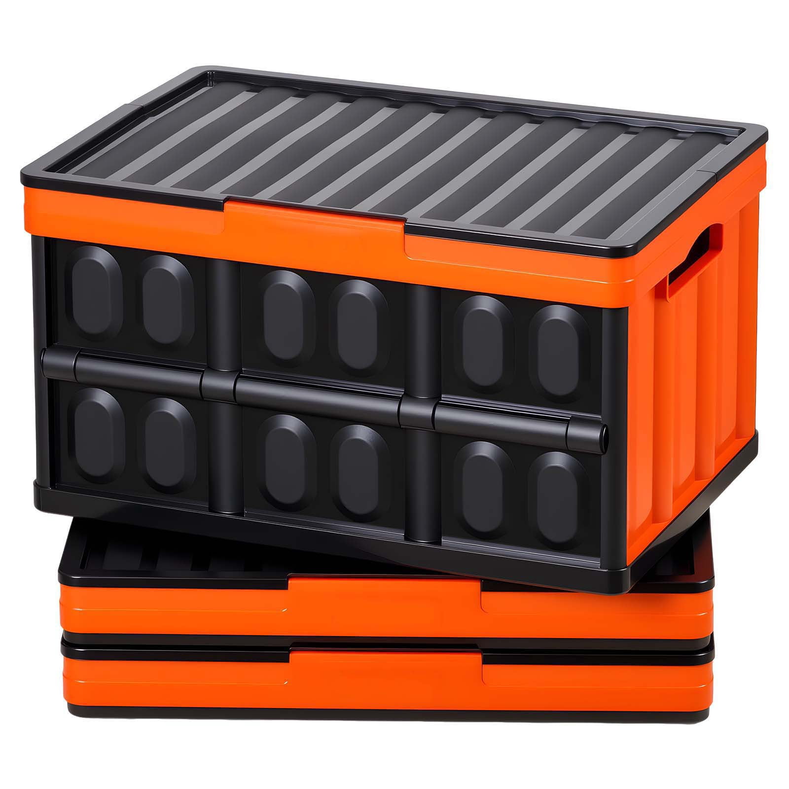 KFFKFF Plastic Collapsible Storage Bins with Lids, 45L 3-Pack