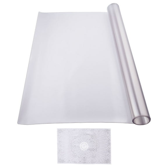 KFFKFF Plastic Table Cover, 24 x 48 Inch 1.5 mm Thick Frosted Table Protector, Rectangle PVC Desk Mat, Waterproof & Easy-to-Clean Desk Pad Tablecloth, for Office, Dresser, Dining Table, or Nightstand