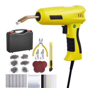 KFFKFF Plastic Welding Kit, 220W Welder Gun with 1200PCS Staples & 76PCS Welding Rods, Hot Staple Welding Tool with LED Light, Portable Case for Kayak, Toys, and Car Bumper Repairs