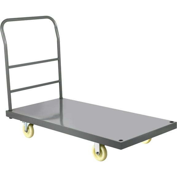 KFFKFF Platform Truck, 2000 lbs Capacity Steel flatbed Cart, 47" Length x 24" Width x 32" Height Flat Dolly, Hand Trucks with 5" Nylon Casters, Heavy-Duty Utility Push Carts for Luggage Moving