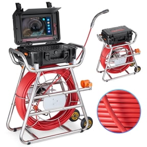 KFFKFF Plumbing Inspection Device, 328 ft/100m, Equilibrium Adjusting Subterranean Cam with 10.1" Interactive Display, 512Hz Signal Emitter & Length Tally, IP67 Serpentine Plumbing Cam