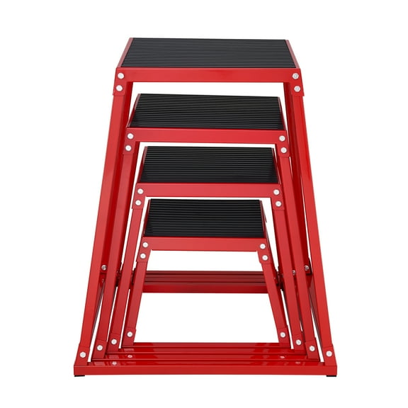 KFFKFF Plyo Jump Set, 12/18/24/30 Inch, Anti-Slip Exercise Platforms for Home Gym, Enhances Conditioning and Strength, Red