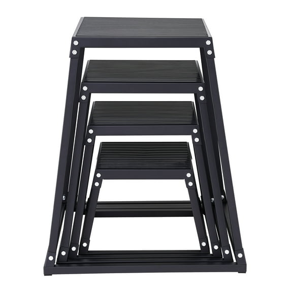 KFFKFF Plyo Jump Set, 12/18/24/30 Inch, Anti-Slip Surface, Ideal for Home Gym, Enhances Conditioning and Strength, Black