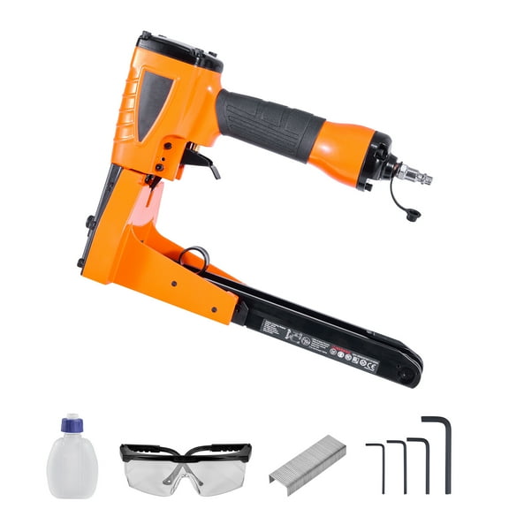 KFFKFF Pneumatic Carton Closing Stapler, 13 Gauge Air-Powered Cardboard Staple Gun for 1-3/8 inch Crown, Compatible with 5/8" & 3/4" Staples, Adjustable Depth 70-120 PSI for Box Packaging and Sealing