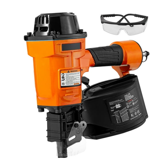 KFFKFF Pneumatic Coil Siding Nailer MCN70, Compatible with 1-3/4" to 2-3/4" Nails, 15 Degree Angle, 70-120PSI, Ideal for Pallets, Crates, Frames, Siding & Fences