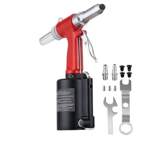 KFFKFF Pneumatic Rivet Gun Kit with 3/32", 1/8", 5/32", 3/16" Nosepieces, 2425 lbs Pulling Force, 3-Claw Grip, Air Riveter Tool for Automotive, Construction, and Industrial Applications