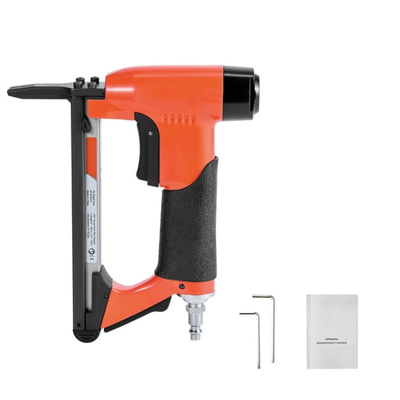 KFFKFF Pneumatic Staple Gun, 21-Gauge Long-Nose Upholstery Stapler for 80 Series Fine Wire Staples, 1/2-inch Crown, 1/4"-5/8" Length, Max 150PCS Loading Capacity for Upholstering, Woodworking
