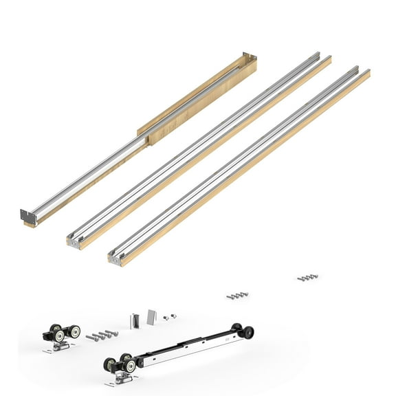 KFFKFF Pocket Door Frame Kit for 24-36 in Wide and 80 in High Doors, Features Two-Way Soft Close Mechanism, Smooth and Quiet Sliding, Simple Installation, Made of Wood and Galvanized Steel