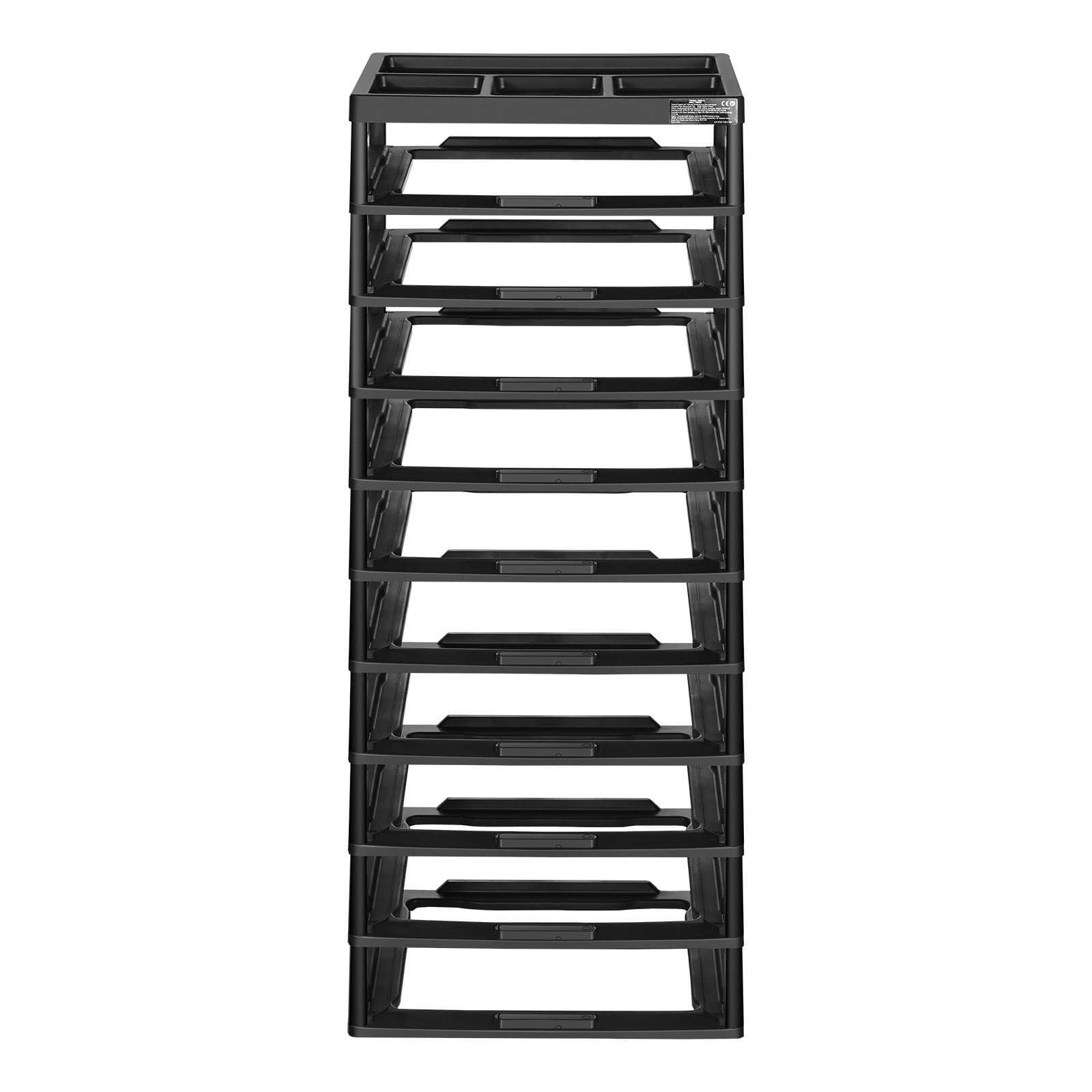KFFKFF Polypropylene Storage Solution, 10-Level Spacious Design with Top Compartment, Black Structure Exclusively, PP Constructed Versatile Craft Storage
