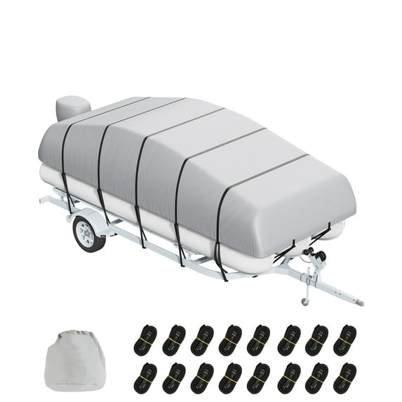 KFFKFF Pontoon Boat Cover 800D Waterproof Trailerable 19-20 ft with Storage Bag