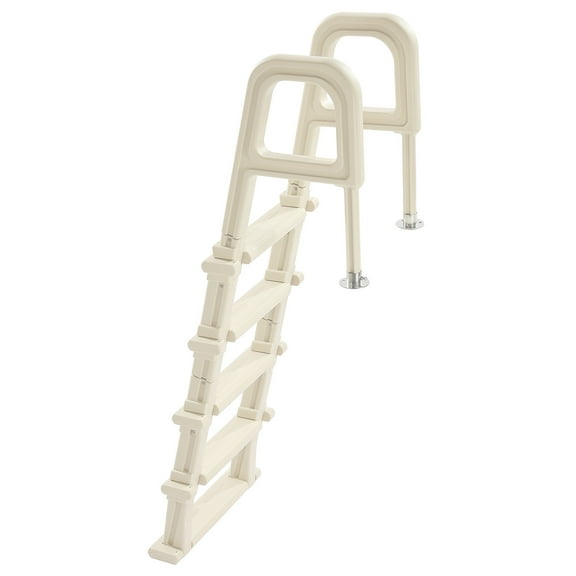 KFFKFF Pool Ladder, Angled at 75°, Dual Handrails with 5 Steps, Anti-slip and Robust, Supports up to 300 lbs, Suitable for 48-54 Inch Inground and Above-ground Pools, Adaptable to Any Deck Sur