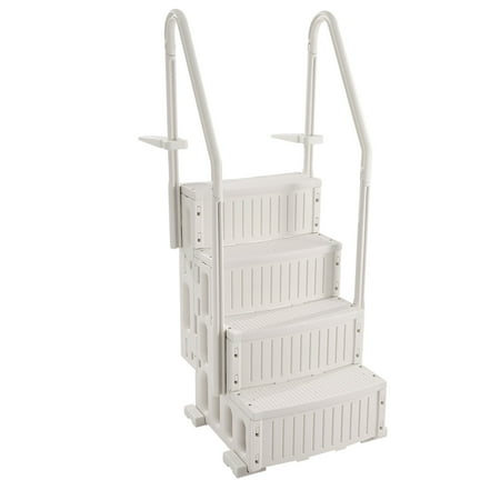 KFFKFF 4-Step Pool Steps Above Ground, Anti-slip Pool Ladder with Dual Handrailss, Supports up to 400 lbs, Suitable for 48-54 Inch Inground & Above-ground Pools, Creamy White
