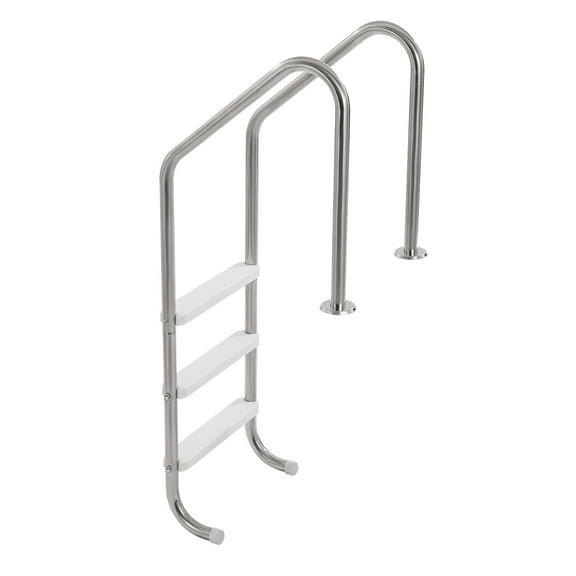 KFFKFF Pool Access Ladder, Tri-Step Design with Dual Handrails and Anti-slip Sturdy Steps, Stainless Steel Construction Supports 265 lbs, Suitable for 48-54 Inch Inground Pools on Any Deck Surface