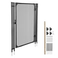 thumbnail image 1 of KFFKFF Pool Fence Gate, 4 x 2.5 ft Inground Swimming Pool Fencing Gate, Outdoor Security Door Kit with Metal Latch, Durable PVC Mesh, Round Tube Design, Lockable and Simple Installation, Black, 1 of 9