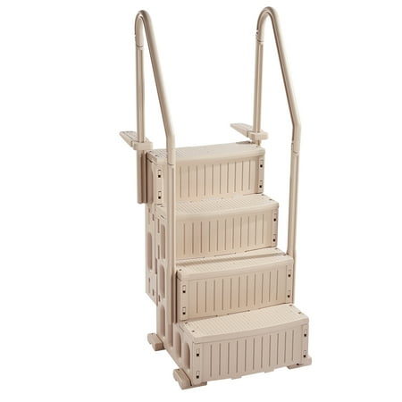 KFFKFF 4-Step Pool Steps Above Ground, Anti-slip Pool Ladder with Dual Handrailss, Supports up to 400 lbs, Suitable for 48-54 Inch Inground & Above-ground Pools, Taupe