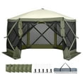 thumbnail image 1 of KFFKFF Pop-Up Canopy Tent, 6-Sided Screen Shelter with Detachable Wind Panels & Mesh Windows, 12x12FT Instant Screen House with Bug Netting, Army Green, 1 of 9
