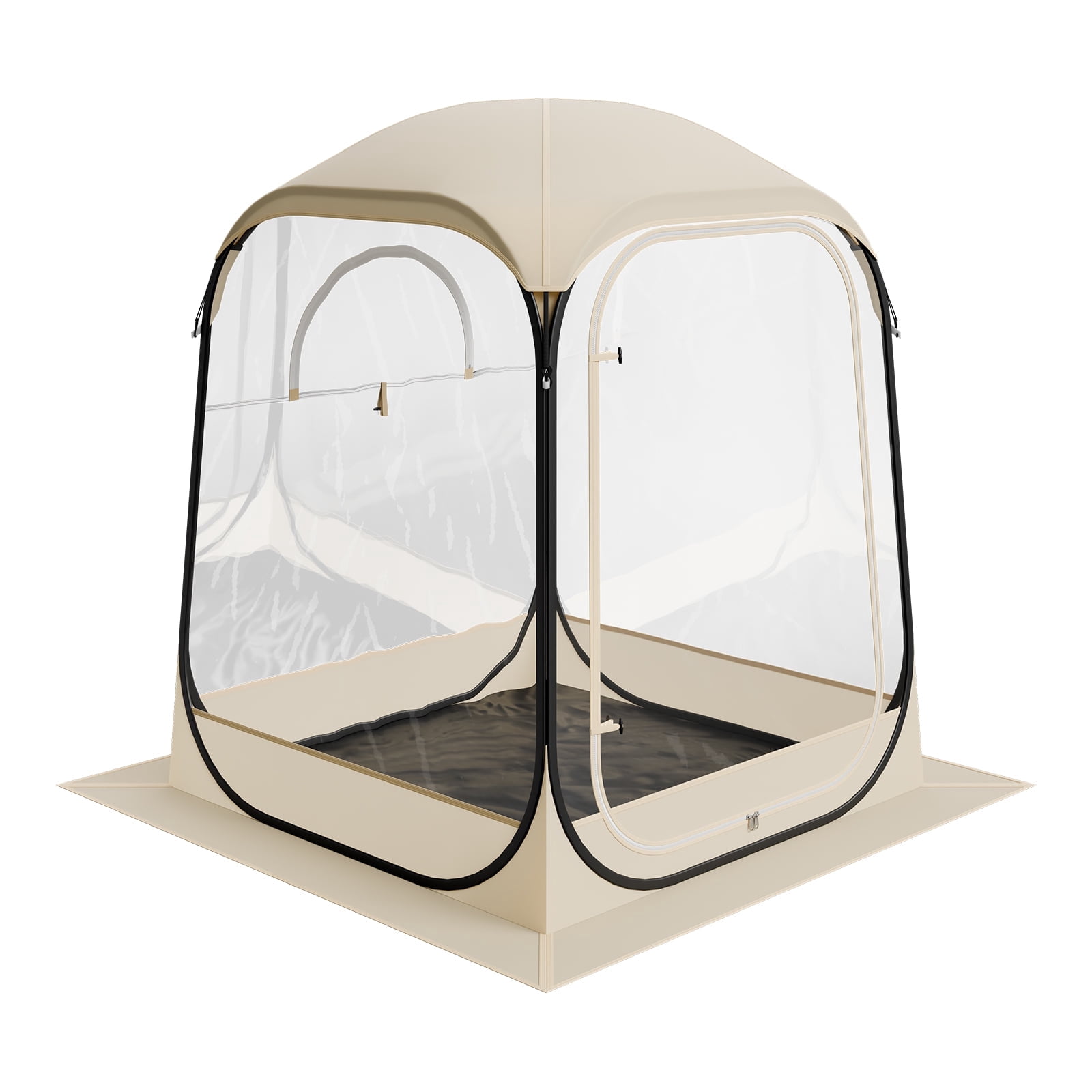 Kffkff Pop-Up Sports Tent, 50x50 in Clear Outdoor Shelter for One Person, Waterproof Pod with Floor Mat & Top Cover, Garden Dome Tent for Camping,