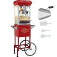 thumbnail image 1 of KFFKFF Popcorn Machine with Trolley, 850W Popcorn Cooking Device, 8 Oz Container Produces 48 Servings per Cycle, Popcorn Creator Fitted with Hardened Glass, Comes with 4 Ladles,Ruby, 1 of 9