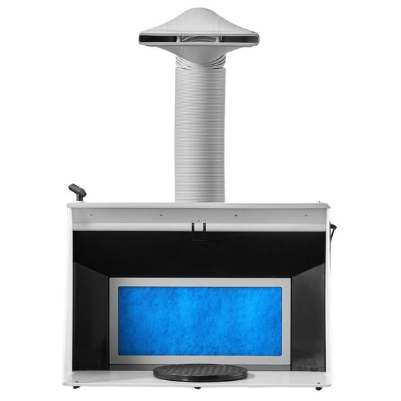 KFFKFF Portable Airbrush Spray Booth with Dual Fans, 21.5 x 18.7 x 14.6 in, Hobby Airbrush Paint Booth Kit with 3 LED Lights and Exhaust Hose for Models, Arts, Crafts, and Cake Decorating